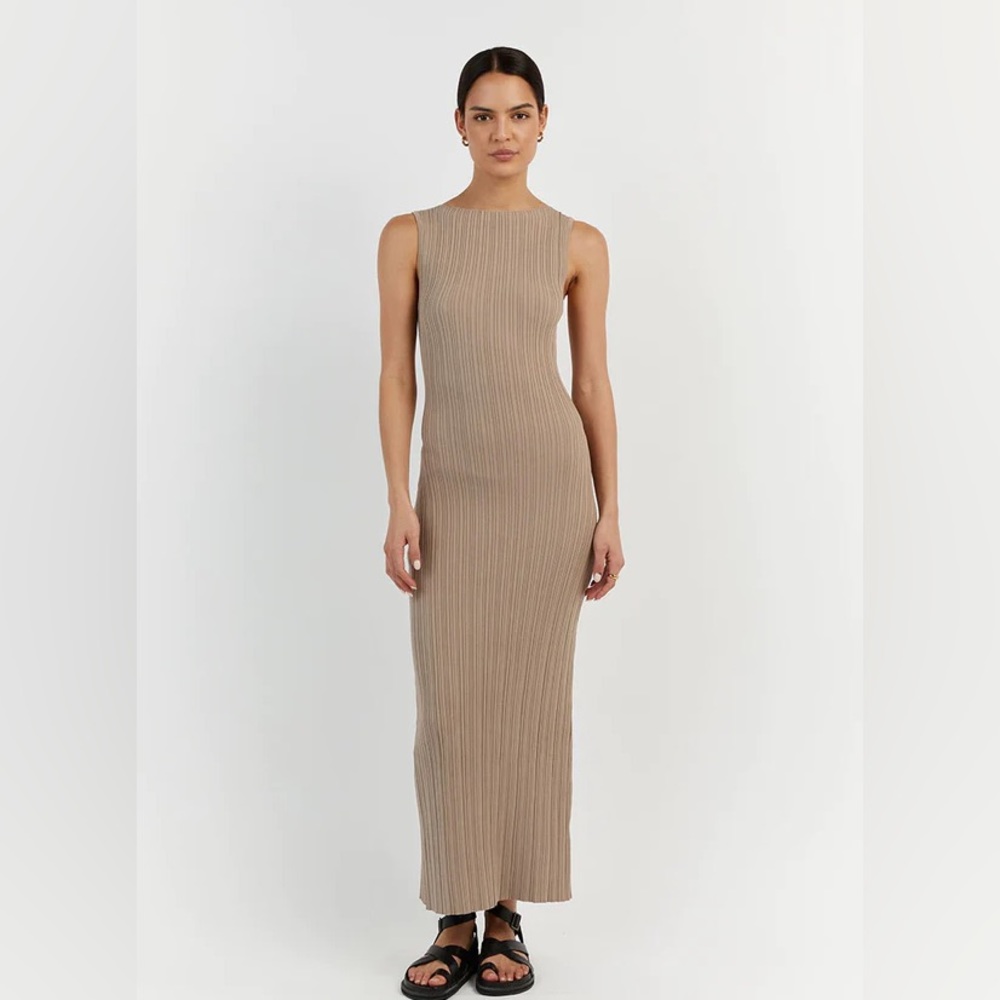 DISSH SIENNA TAUPE KNIT MIDI DRESS - Size Small - NWT